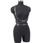 Adjustable Women's Gothic Punk Faux Leather Belt Perfect Waist and Chest Charms for Holiday and Casual Wear