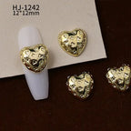 20PCS 3D Glossy Gold Silver Metallic Love Heart Various Crook Frame Solid Alloy Nail Art Rhinestones Decorations Manicure Charms