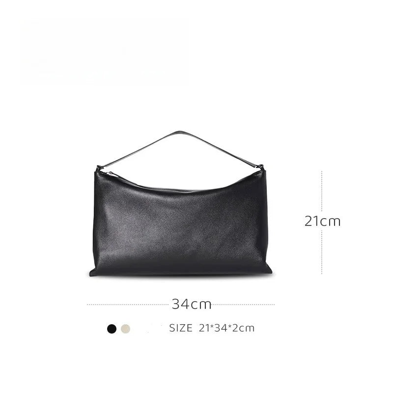 Envelope Bag Vintage Niche Wind Genuine Leather Wide Shoulder Strap Armpit Bag Hundred Sheepskin Shoulder Bag Clutch Bag