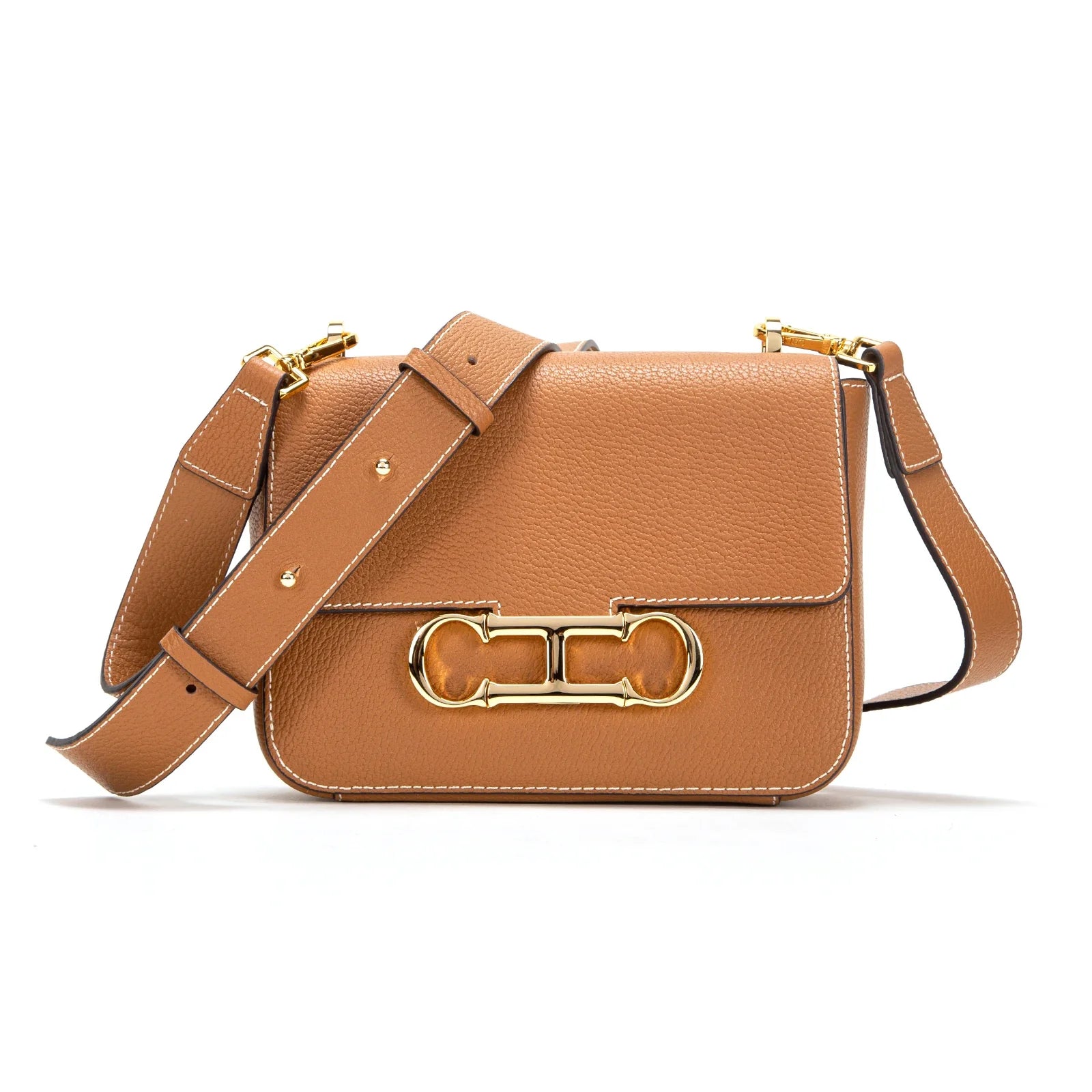 CHCH Women's Saddle Bag 2024 Autumn/Winter New Black Cow Leather Flip Small Square Bag Simple Commuter Diagonal Cross Bag