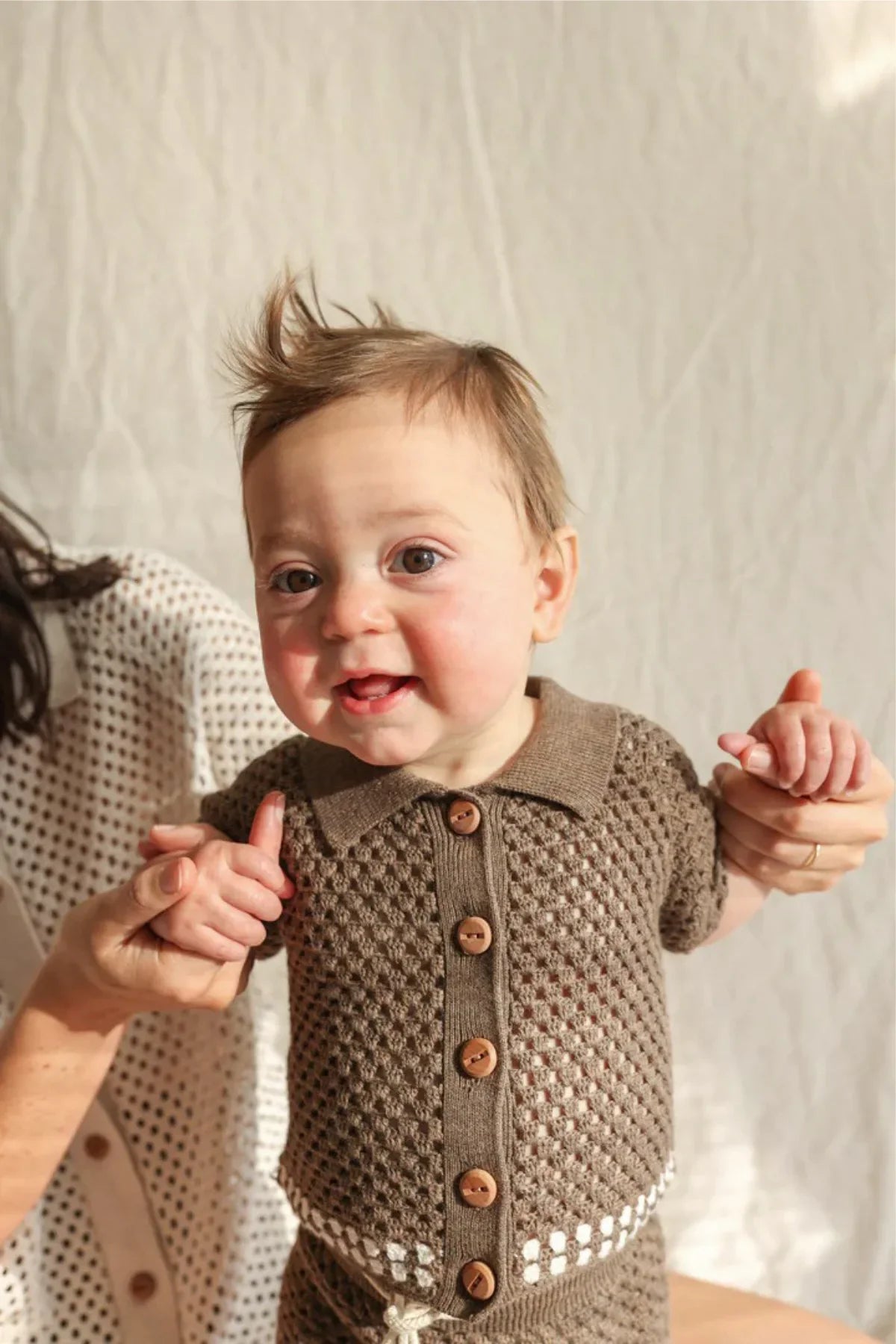 2025 Summer New Baby Short Sleeve Hollow Knit Cardigan Solid Infant Girl Coat Cotton Toddler Boys Knitted Jacket Kids Clothes