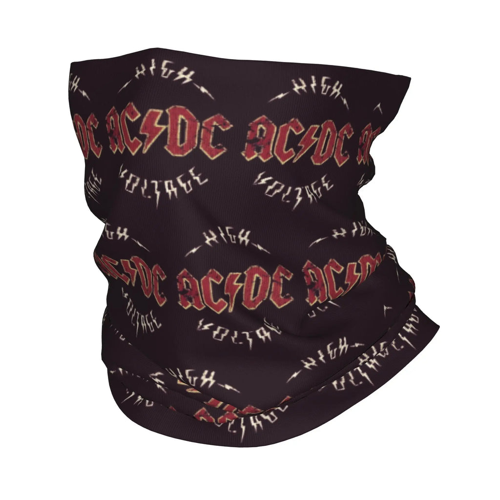 Custom Black AC DC Logo Camouflage Heavy Metal Band Bandana Neck Warmer Women Men Winter Hiking Ski Scarf Gaiter  Face Cover