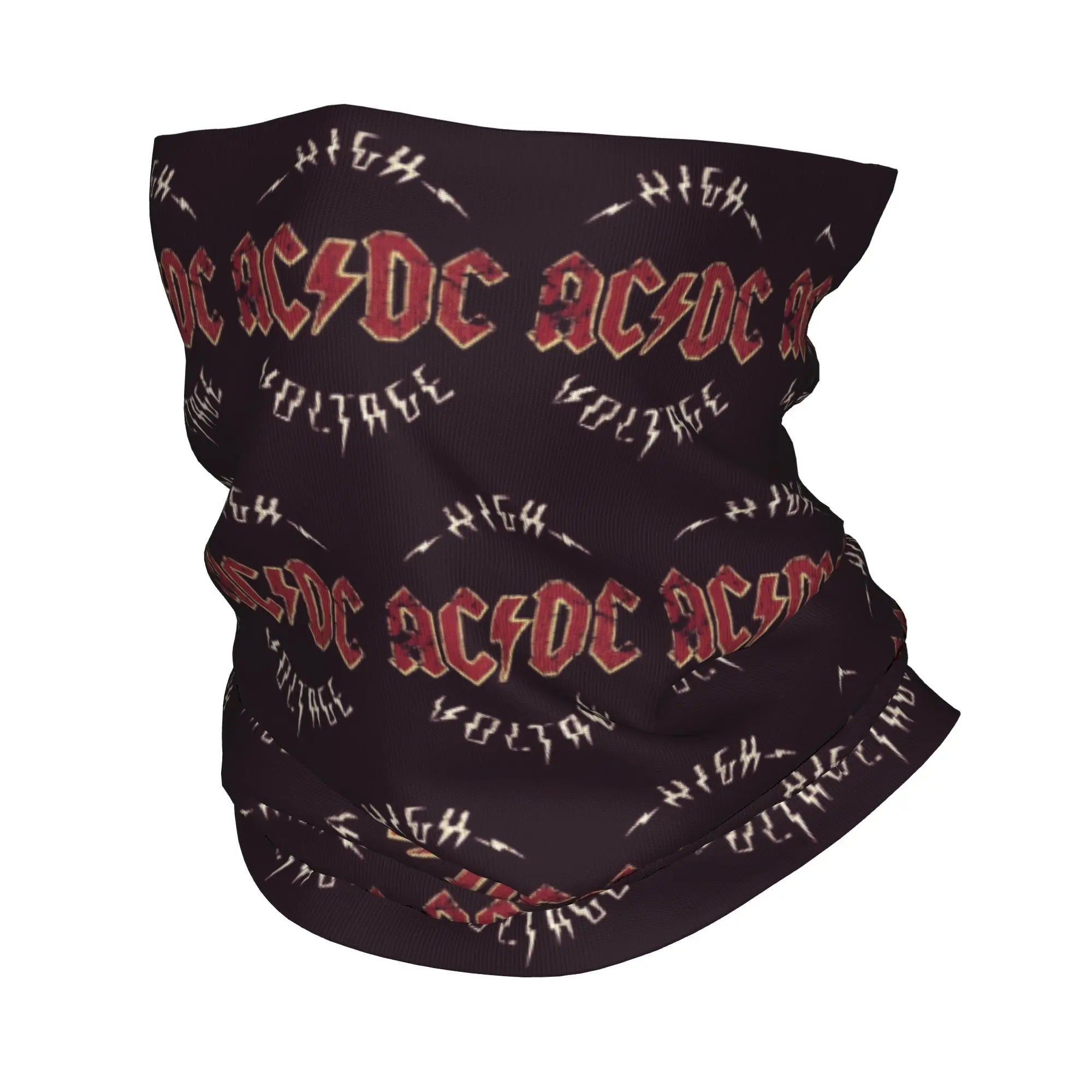 Custom Black AC DC Logo Camouflage Heavy Metal Band Bandana Neck Warmer Women Men Winter Hiking Ski Scarf Gaiter  Face Cover