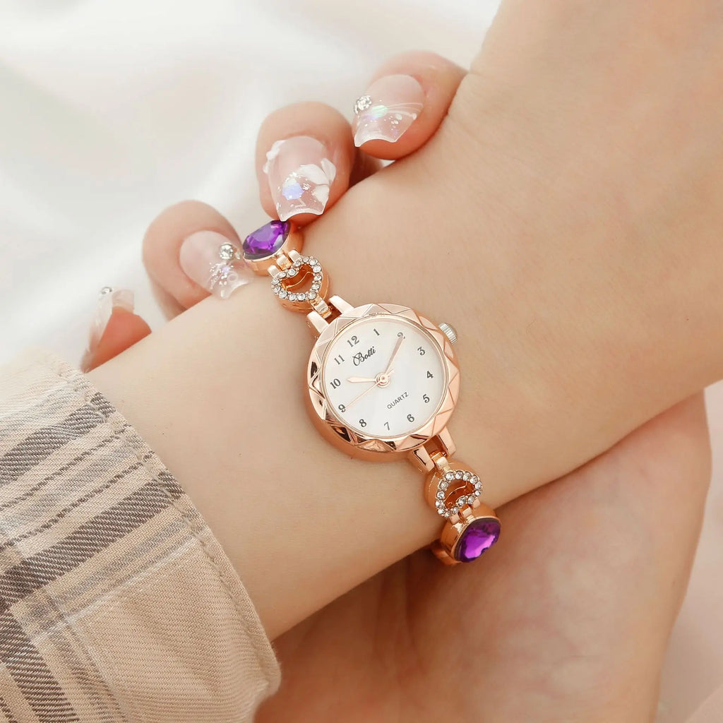 4PCS Set Woman Bracelet Watches New Fashion Luxury Ladies Stainless Steel Wrist Quartz Watch For Valentine's Day Birthday Gifts