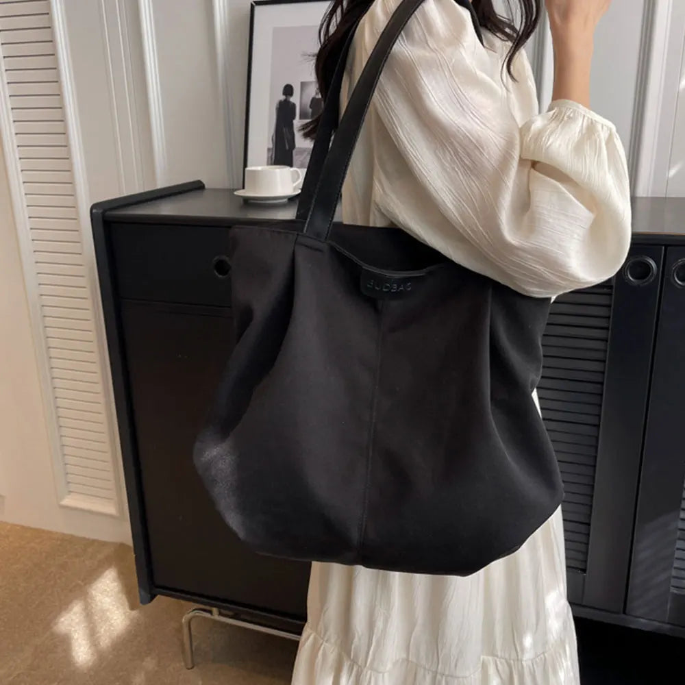 Casual Women's Bag New Large Capacity Canvas Tote Bag Lightweight Women Shoulder Bags Simple Style Female Handbags HJ8396