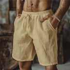 2025 New Summer New Men's Cotton Linen Breathable Shorts Hawaii Beach Pants Male Solid Color Trousers Loose Versatile Streetwear