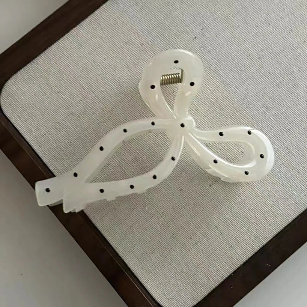 1pc black and white polka dot streamer bow grab clip luxury versatile shark clip hair clip hair grab elegant hair accessories