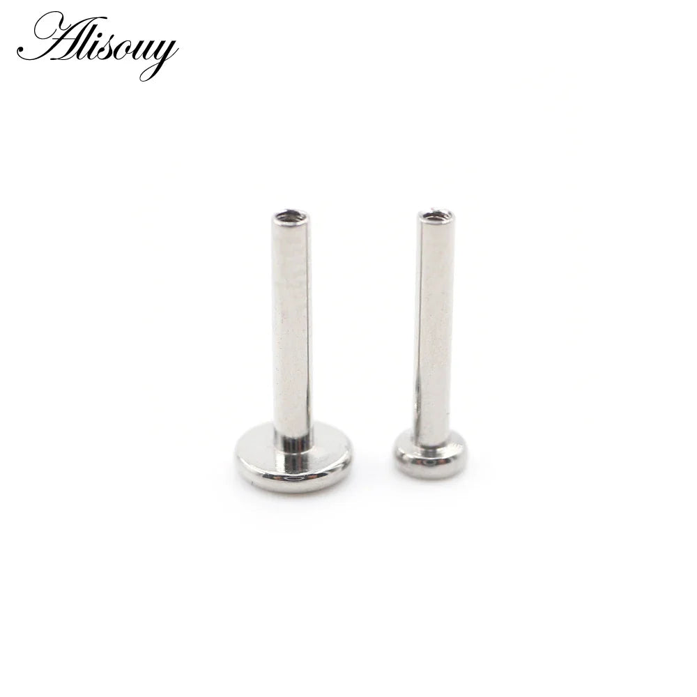 Alisouy 1PC G23 Titanium Internally Threaded Labret Shaft Lip Replacement Flat Bar Ear Tragus Stud Earring Body Piercing Jewelry