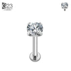 ASTM F136 Titanium 2/2.5/3/4mm CZ Labret Stud 16G Tragus Helix Cartilage Conch Flatback Earlobe Piercing Body Jewelry