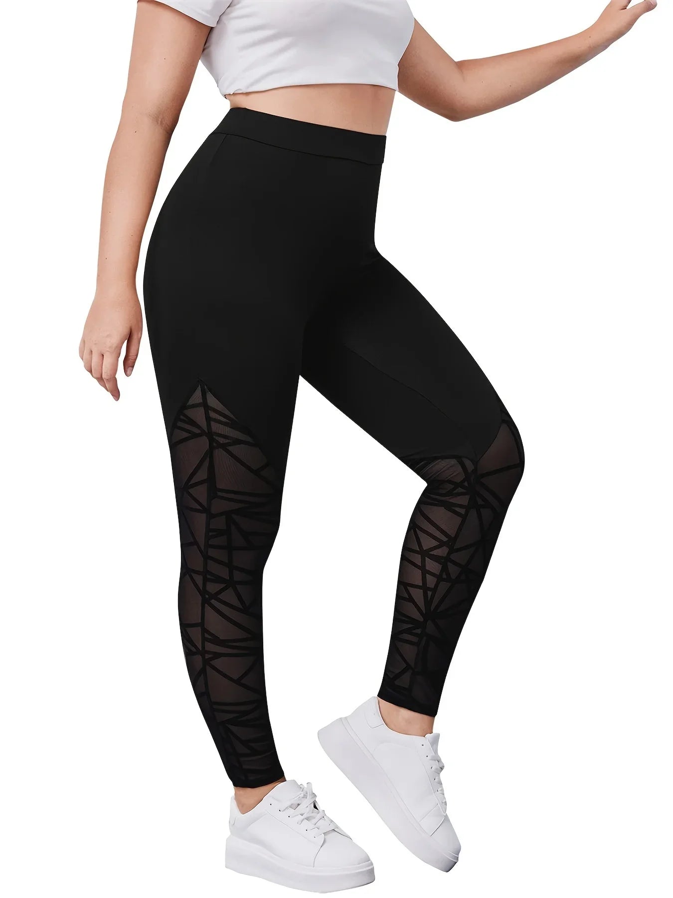 2024 new women's plus-size European and American style fashion slimming style yoga nine-point pants