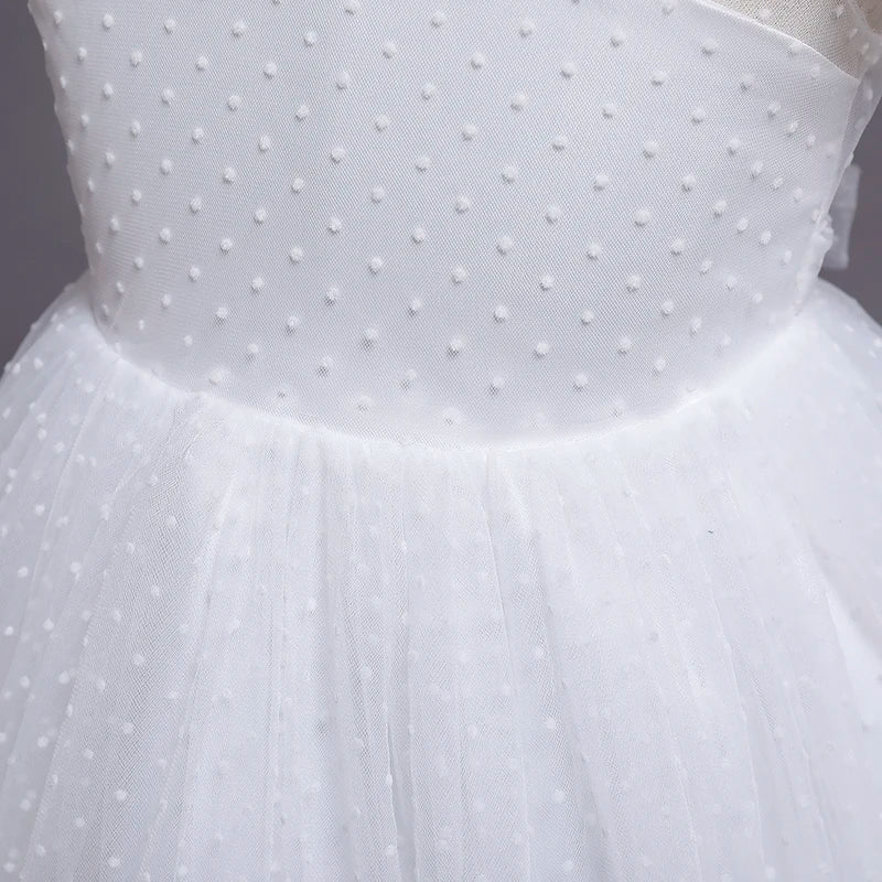 Elegant Girl Fluffy Dress Flower Baby Wedding Ceremony Costume Birthday Outfits White 1st Communion Tutu Gown Kids Gala Clothes