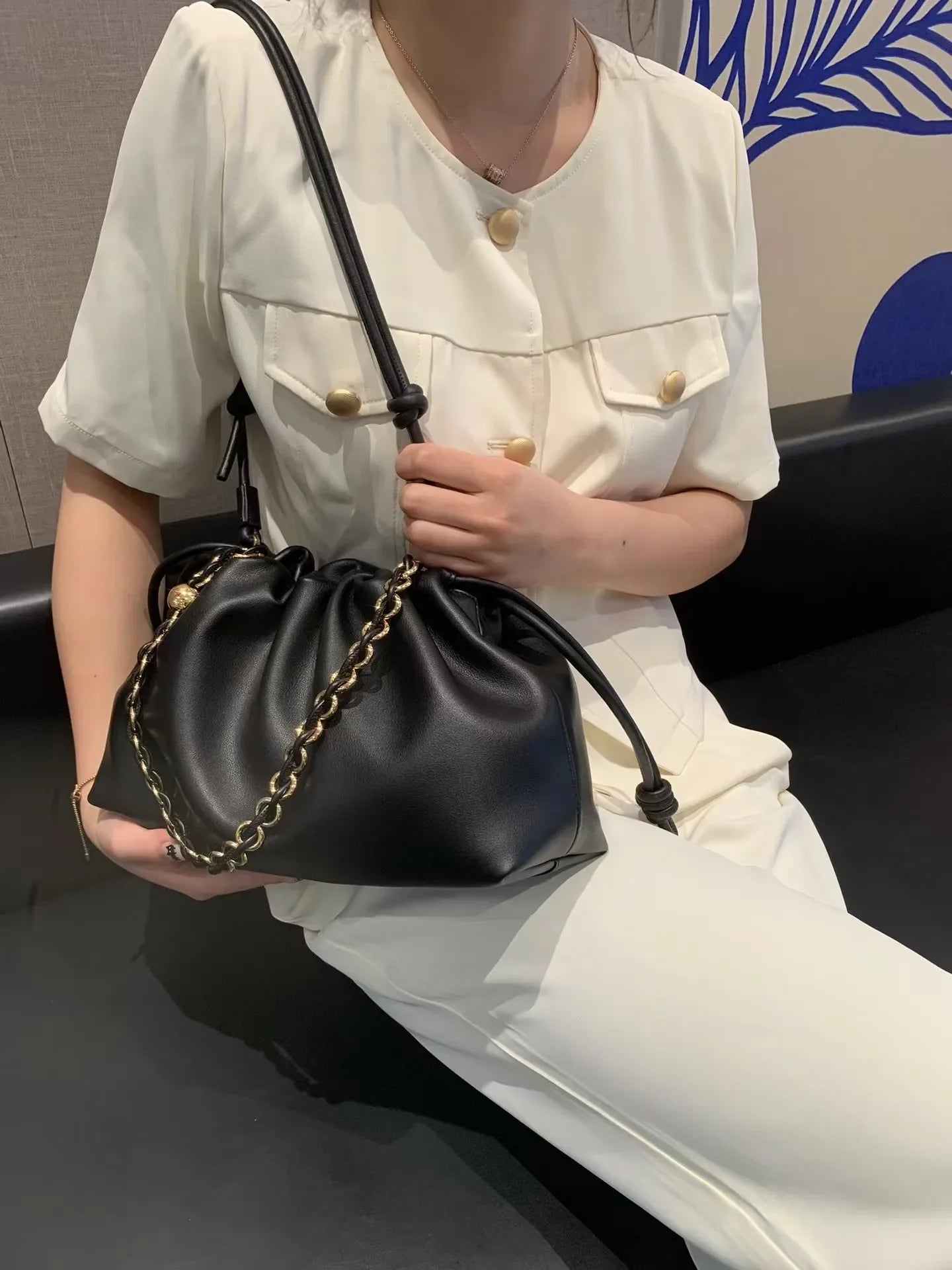 Brand Design Fashion High-grade Texture Leather Cloud Bag Luxury Ladies High Quality Cowhide  Shoulder Crossbody Bags For Women