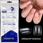 240pcs XS Fake Nails Short Square/Almond False Nail Tips Half Matte Acrylic Square Fingernails DIY For Manicure Extension Tools