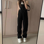 2023 Summer Black Jumpsuit Women Loose Dungarees Overalls Wide Leg Women Long Jumpsuit Ladies Overalls For Women