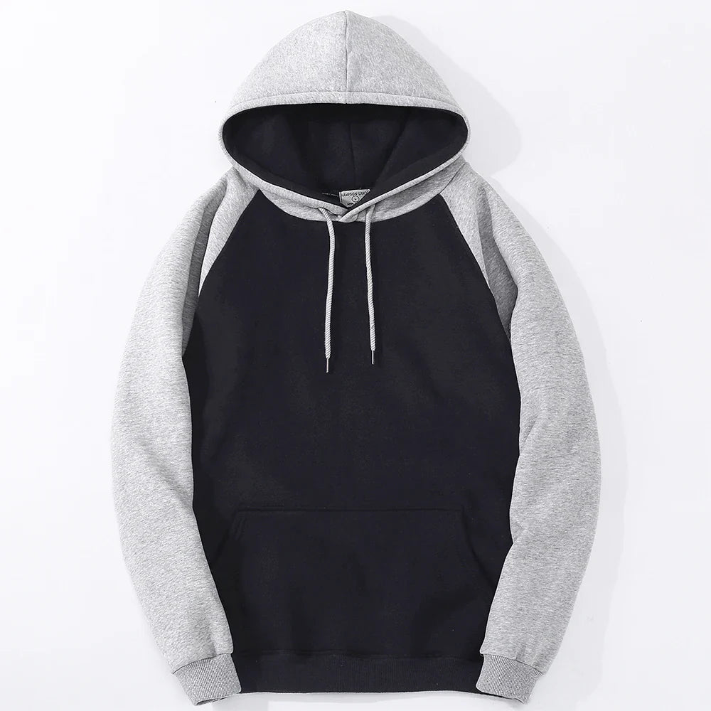Color Collision Hoodie Men Women Autumn Winter Loose Oversized Clothing Warm Fleece Raglan Splicing Hooded Couple Sweatshirts