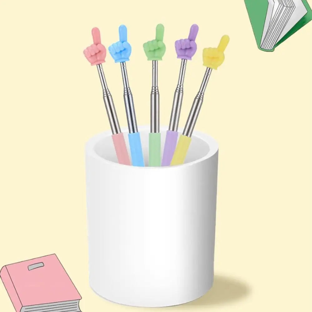 Creative Stainless Steel Teaching Telescopic Rod Finger Design Teaching Stick multifunctional Reading Stick home School Supplies