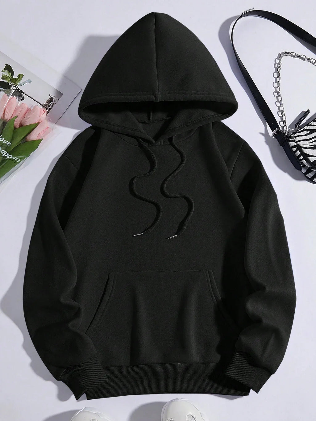 Beautiful Purple Butterfly Printing Hoodies Women Fleece Pocket Hoody Simple Casual Hoodie Autumn Loose Female Streetwear