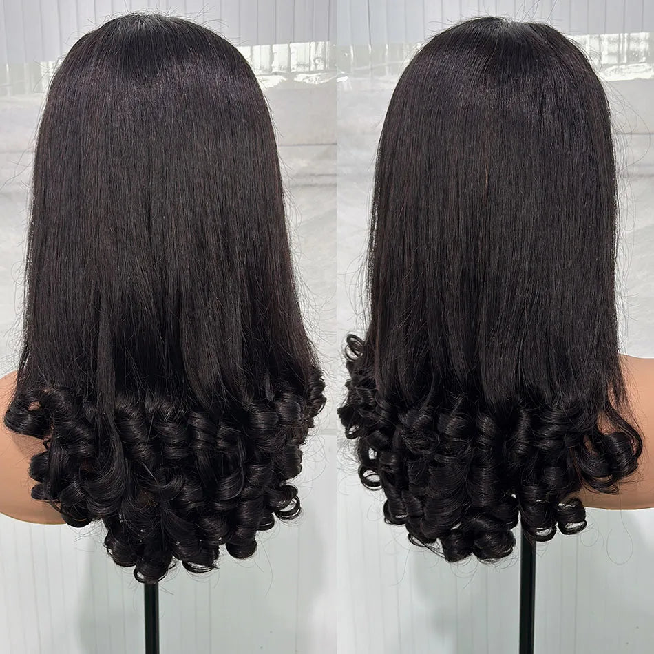 12A Double Drawn Spring Egg Curly Virgin Human Hair Wigs 5x5 HD Lace Glueless Wear And Go Bouncy Funmi Curly Lace Frontal Wigs