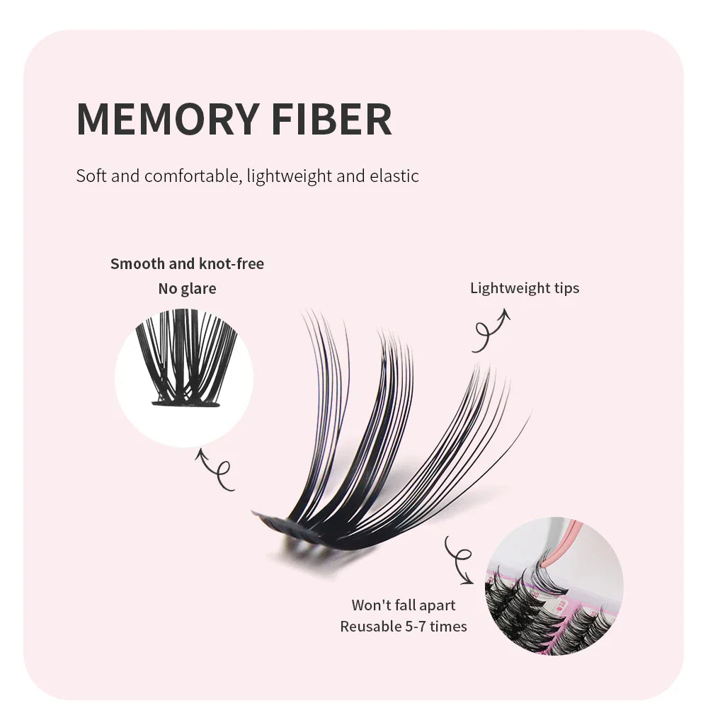 ANNAFRIS 300Pcs DIY Cluster Lash Extension Kit Color individual Lashes Kit with Lash Bond&Seal Remover Tweezers