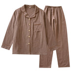 2025 New Spring Couple's Pajama Set 100% Cotton Long Sleeve Long Pants Two Piece Set for Men and Women's Home Furnishings