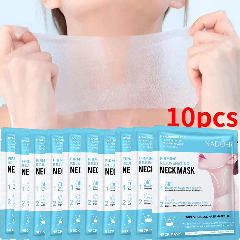 10PCS Collagen Anti Wrinkle Neck Mask Anti Aging Fade Fine Lines Firm Skin Moisturizing Brighten Rejuvenating SkinCare Cosmetics