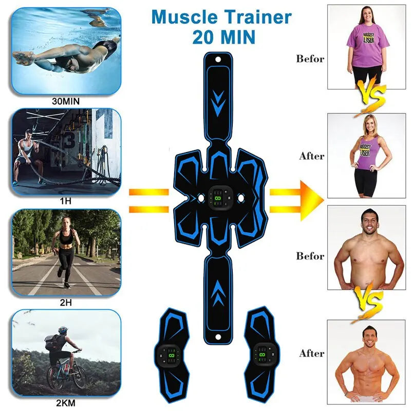 Abdominal Muscle Trainer Electric Press Simulator Massager ABS Smart Arm and Hip Abs Stimulating Belt