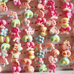 10pcs/lot Children's Cartoon Rings Candy Flower Animal Bow Shape Ring Set Mix Finger Jewellery Rings Kid Girls Toys Anillo