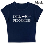 Grunge Punk Hip Hop Y2K Womens T-Shirt Short Sleeve Sexy Slim Chic Fashion Printed Crop Top Gothic Harajuku Emo Girls Streetwear