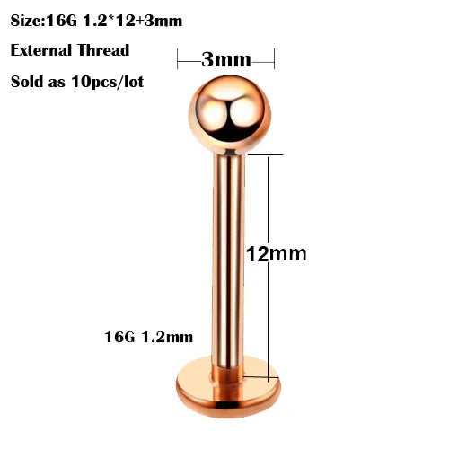 10Pcs/20Pcs/50Pcs G23 Titanium Labret Piercing Internal & External Design Lip Piercing Labret Stud Cartilage Helix Piercing