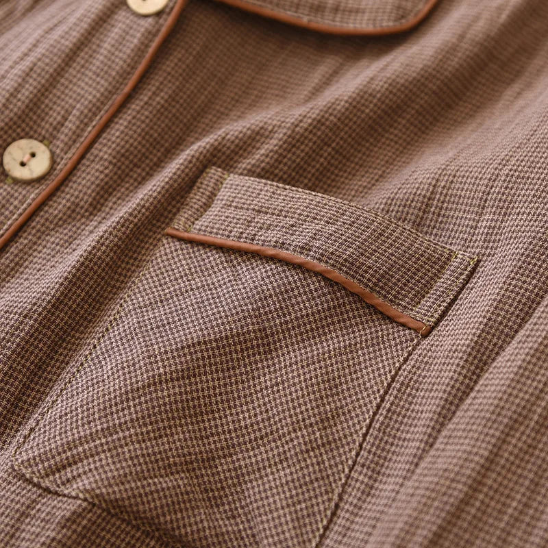 2025 New Spring Couple's Pajama Set 100% Cotton Long Sleeve Long Pants Two Piece Set for Men and Women's Home Furnishings