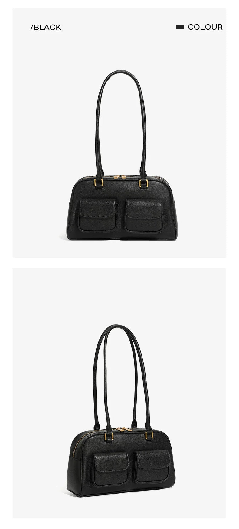 Burminsa Cowhide Genuine Leather Underarm Shoulder Bags For Women 2025 Luxury Designer Korean Bowling Tote Work Ladies Handbags