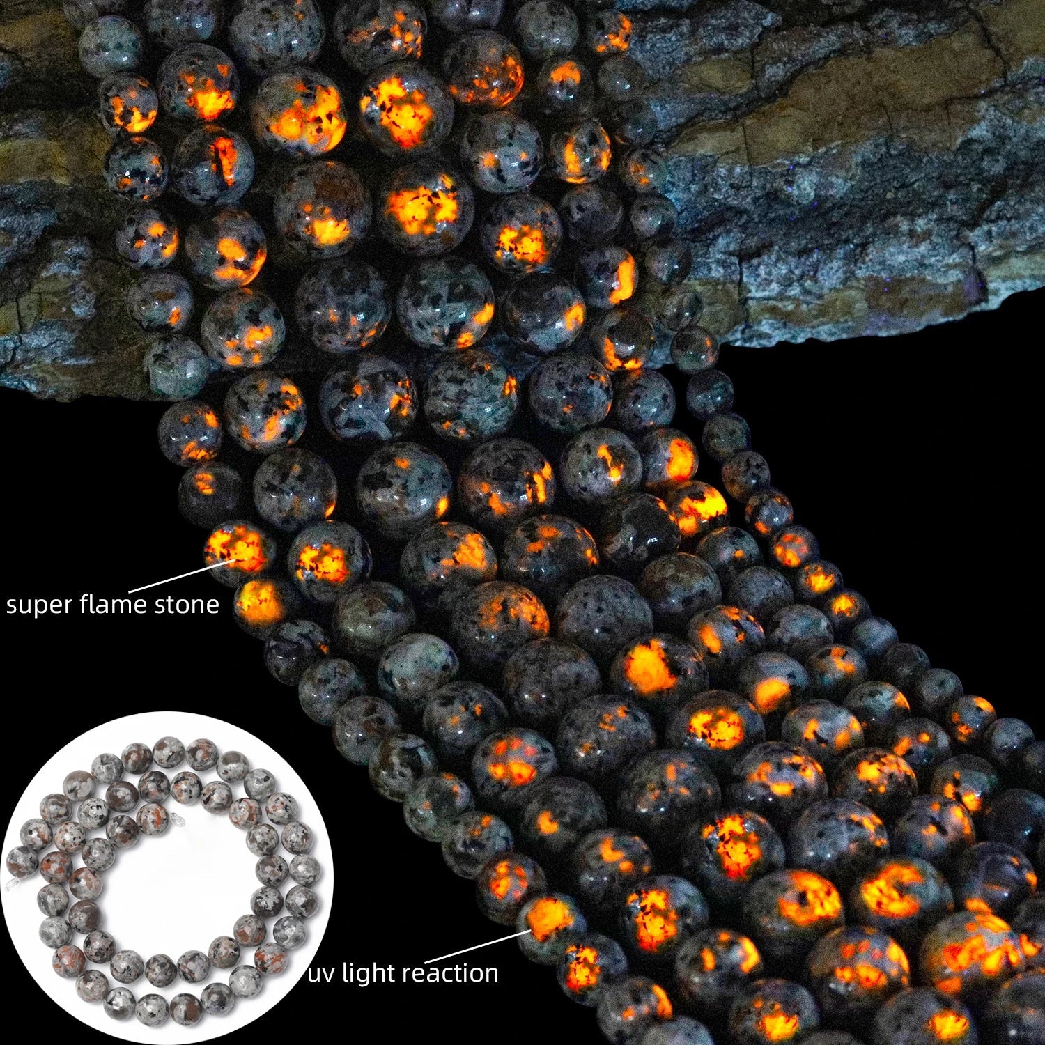 4-12mm AA Yooperlite Natural Flame Stone Beads Round Spacer Beads For Jewelry Making Supplies Diy Charms Bracelets Accessories