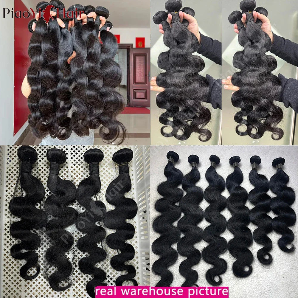 Body Wave Bundles And Closure Human Hair Bundles With Closure 20 22 24 Inch  Raw Human Hair Weave Extensions Closure Human Hair
