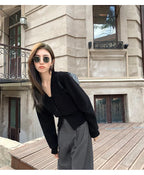 AOSSVIAO Knitted Casual Cardigan 2025 Autumn Winter Elegance Solid Color V-neck Sweater Unique and Niche Slim Fit Tops