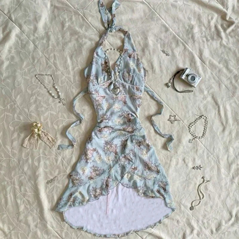 Gothic Harajuku grid pattern dress fashion silmY2K tops emo girl grunge punk street retro American style sexy lace women's dress