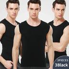 3/1 Pack Men's Cotton Sleeveless Vest Young Men's Wide Shoulder Sports Fitness Slim Top Solid Color Joker Tight Vest Parent-chil
