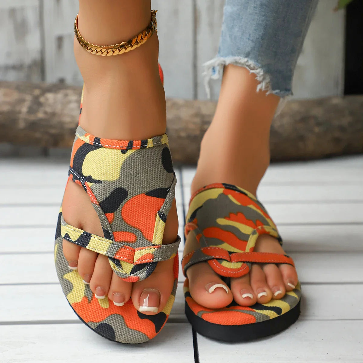 2025 Summer Women Slippers Platform Sandals Fashion Open Toe Shoes Slip on Colorful Beach Shoe Ethnic Style Lightweight Slippers