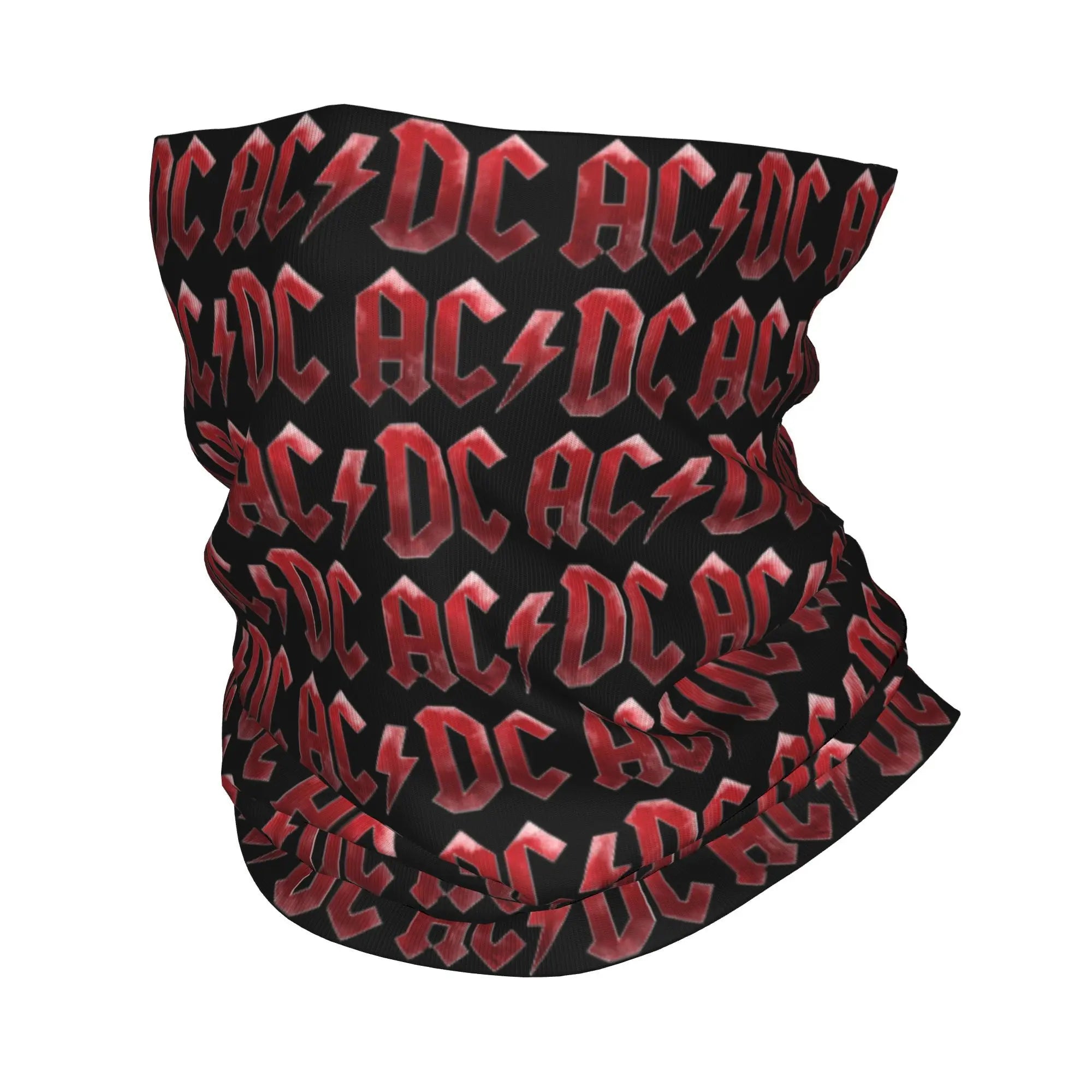 Custom Black AC DC Logo Camouflage Heavy Metal Band Bandana Neck Warmer Women Men Winter Hiking Ski Scarf Gaiter  Face Cover
