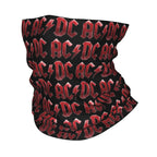Custom Black AC DC Logo Camouflage Heavy Metal Band Bandana Neck Warmer Women Men Winter Hiking Ski Scarf Gaiter  Face Cover