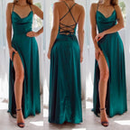 Backless Slimming Long Evening Dress Women Sexy V Neck Sleeveless Gown With Waist Tie For Formal Party Wedding Guest Maxi Dress