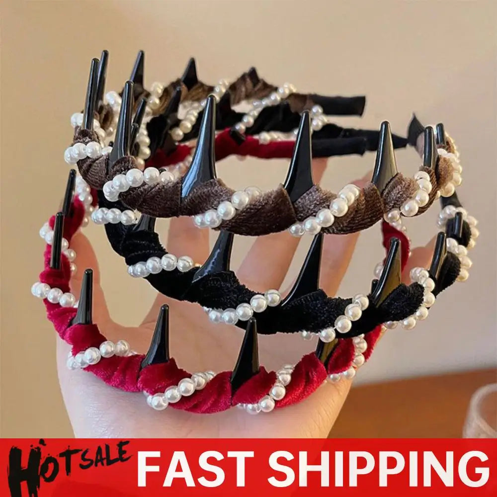 3Pcs Vintage Hairband with Teeth Decorative Hair Band Fashion Non-slip Hairband for Women Hair Accessories