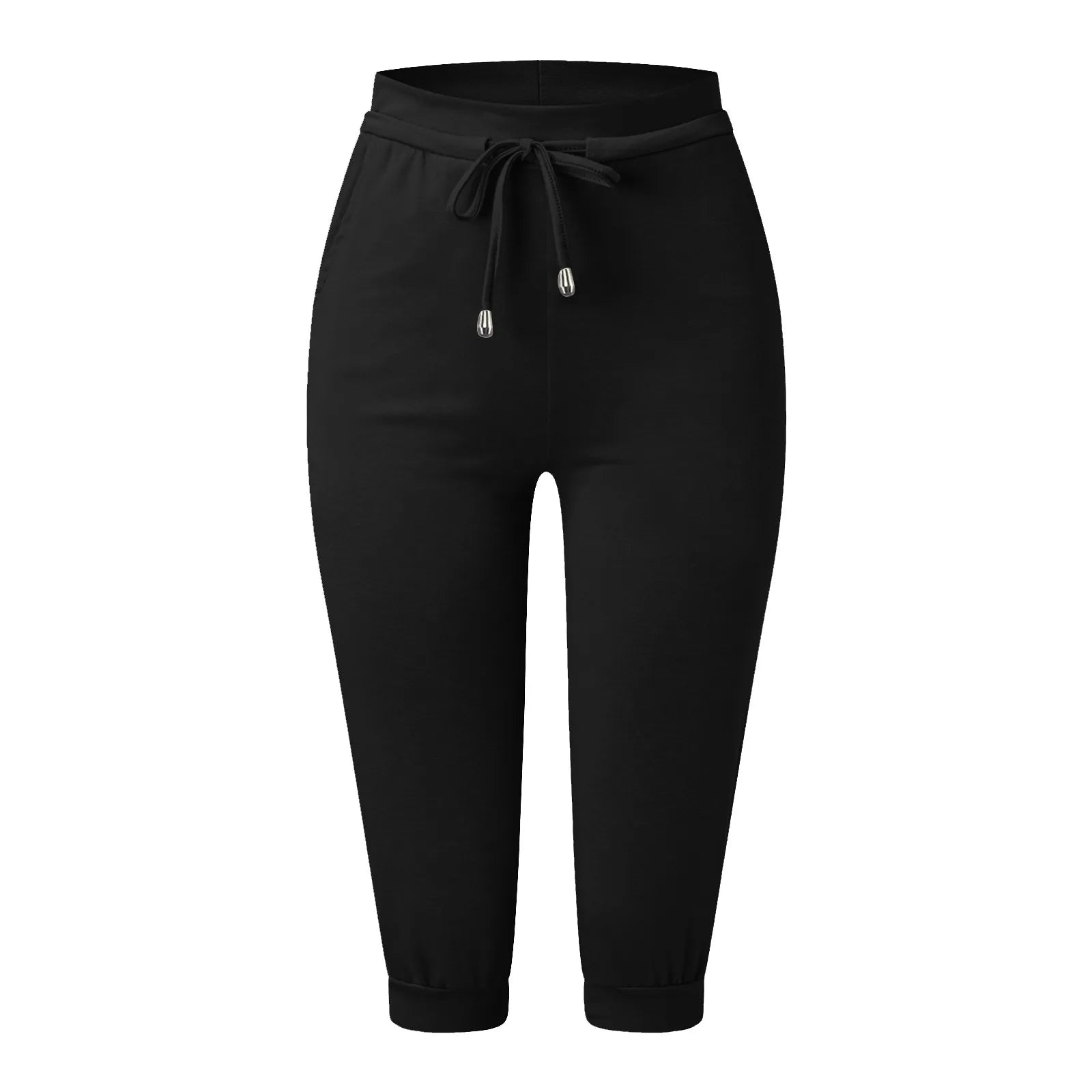 Classic Solid Color Jogging Pants Women Cotton Linen Capris Trousers Bandage Double Pocket Pants Summer Beach Vacation Wear