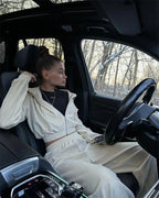 Autumn Winter Casual Two Piece Set Women Street Trend Long-sleeved Hooded Cardigan Sexy Waist Waist Elastic Trousers Tracksuit