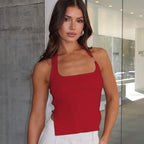 Dulzura Sleeveless Halter Side Slit Top With Button Sexy Casual Tank Party Club Streetwear Women'S Autumn Winter Clothes