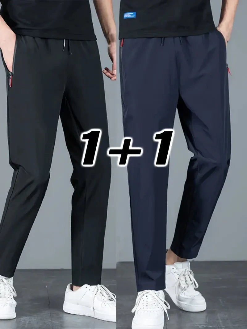 2 Pieces Men's Casual Pants Stretch Elastic Waist Jogger Korean Classic Blue Black Gray Male Brand Trousers Plus Size