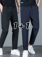 2 Pieces Men's Casual Pants Stretch Elastic Waist Jogger Korean Classic Blue Black Gray Male Brand Trousers Plus Size