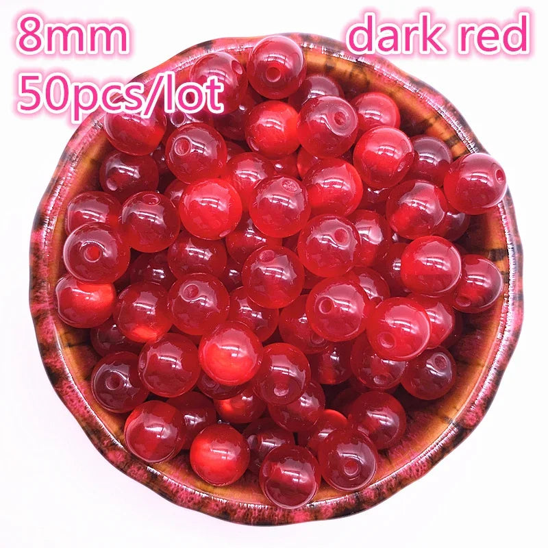 50-200pcs 8mm Imitation Natural Opal Beads Round Resin Spacer Beads for Jewelry Making DIY Bracelet Accessories