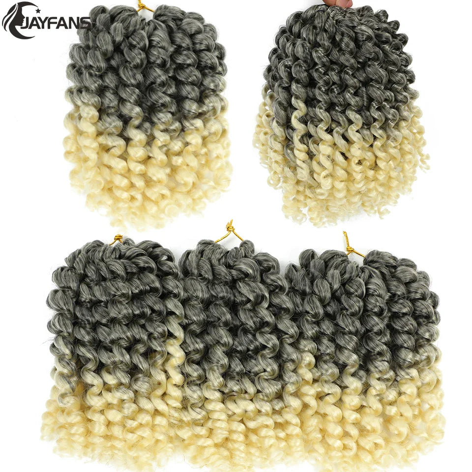 1- 5 Packs 8 inch Jumpy Wand Curl Jamaican Bounce Crochet Hair Natural Black Wand Curls Crochet Hair Short Curly Crochet Braids