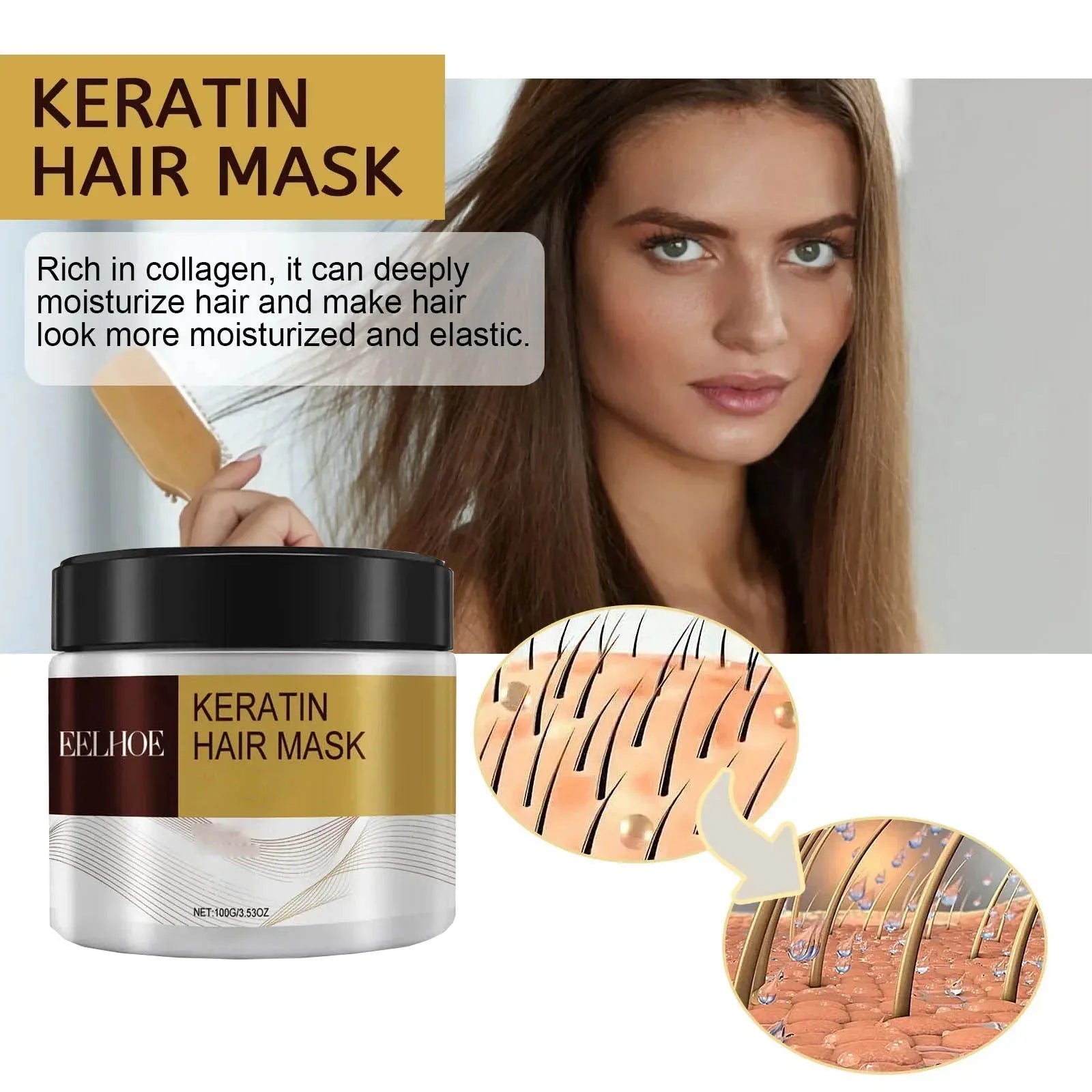 Hair Membrane Natural Repair Hair Mask Prevent Dryness Split Ends Repair Damage Frizz Tangles Soft Smooth Hair Care Products