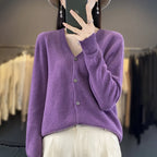 100 Merino Wool Knitted V-neck Sweater Women's Top Loose Korean Version Fashionable Versatile Autumn And Winter Cashmere Sweater